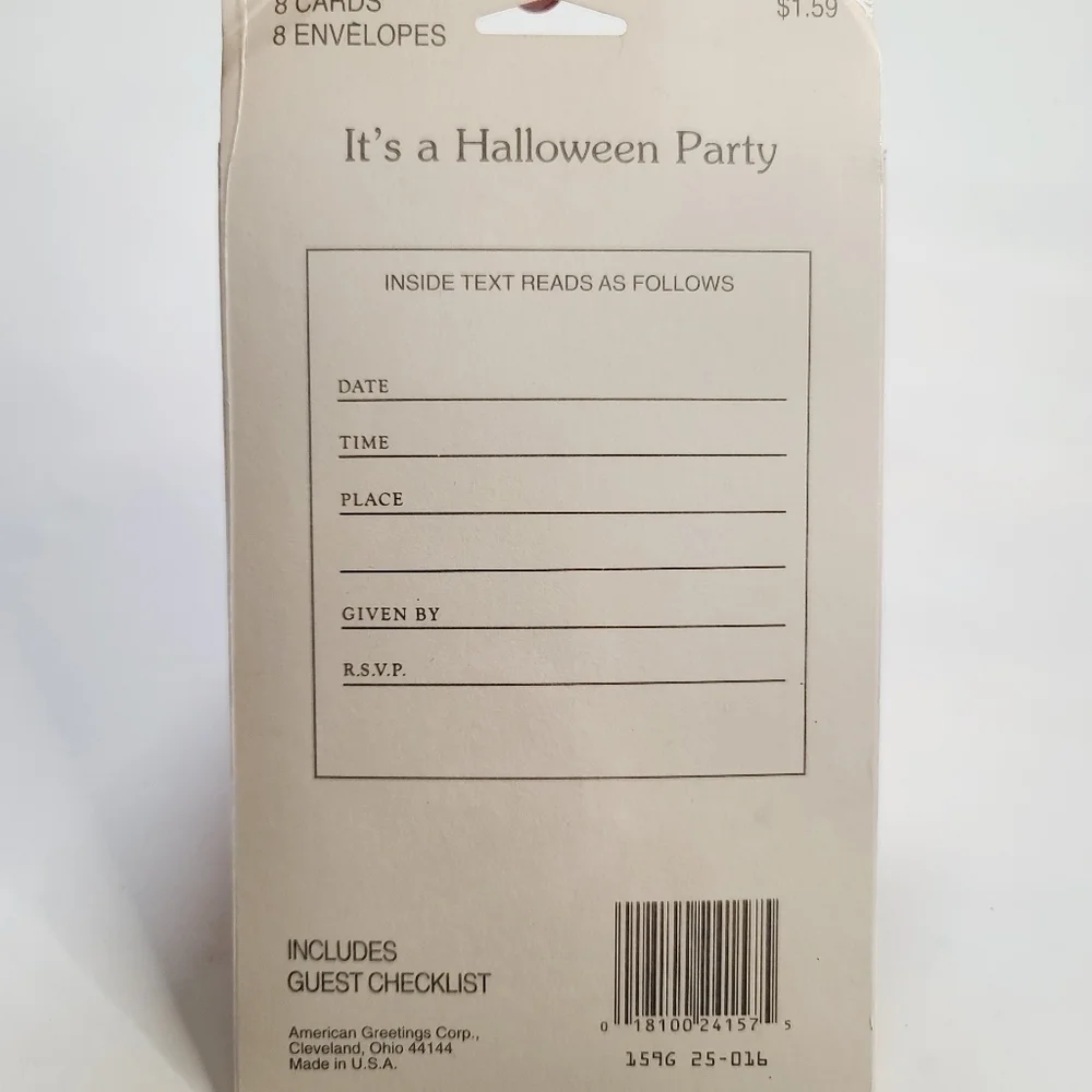 NWT Deadstock Vintage Halloween Party Invitations Forget ME Not Pumpkin